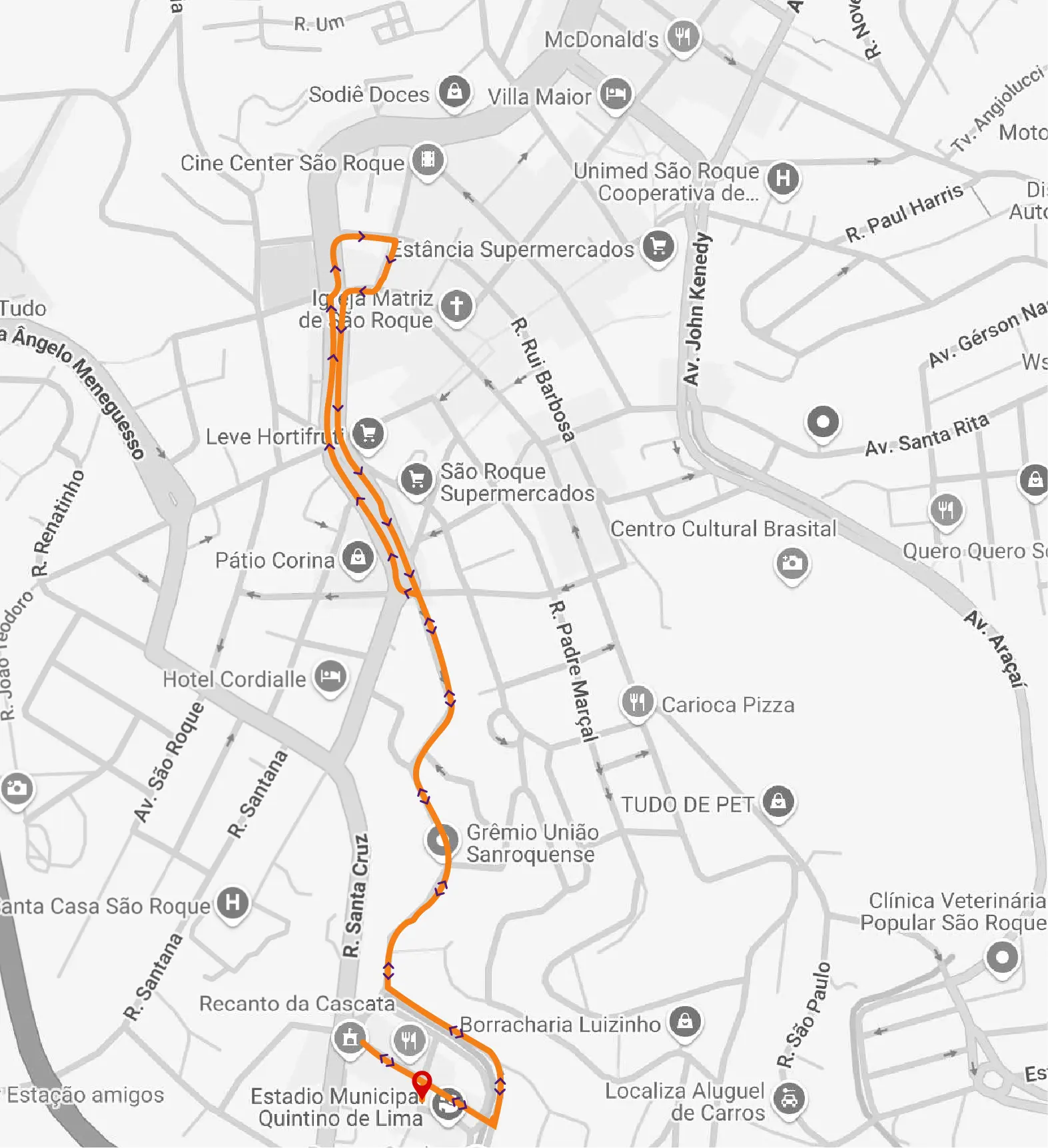 Percurso caminhada Viva Sao Roque Run 2025