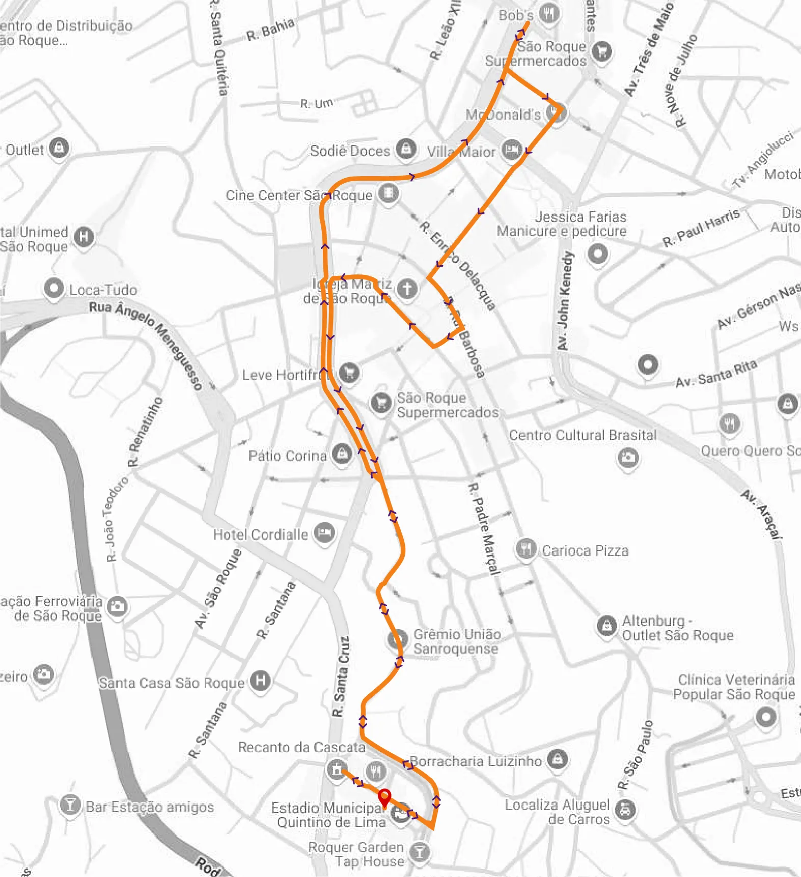 Percurso corrida Viva Sao Roque Run 2025